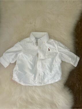 Ralph Lauren White Button-Down Shirt with Pony Logo